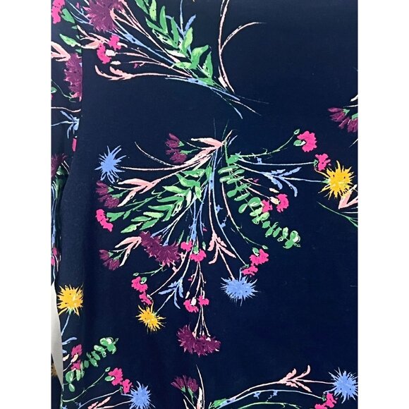 Style & Co Floral 3/4 Sleeve Top Size PM Navy Lightweight Casual Bohemian - Picture 10 of 11